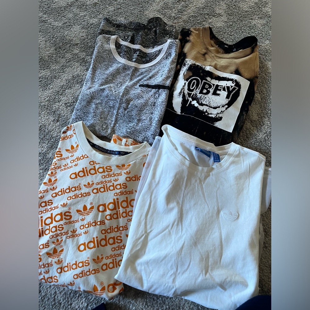 4 Adidas Obey Nike Graphic Print All Over Oversized T Shirt Hip Hop Street S M L